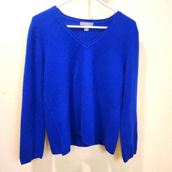 CASHMERE by Charter Club Royal Blue Pullover Women's V Neck Sweater size M - Picture 1 of 8